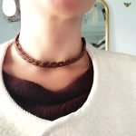 Ras de cou brun en macramé artisanal avec perle acier inoxydable