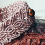 Bracelet macramé marron glacé avec perle œil de tigre et motifs arabesques