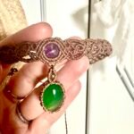 Chocker macramé sable avec améthyste et agate verte