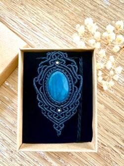 Médaillon labradorite macramé fait main