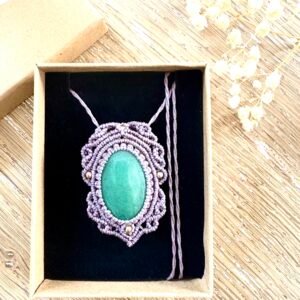 Talisman aventurine verte macramé fait main