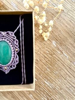 Talisman aventurine verte macramé fait main