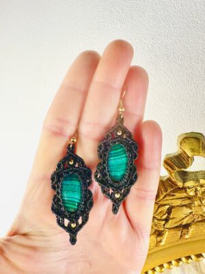 Boucles d'oreille esprit victorien malachite.